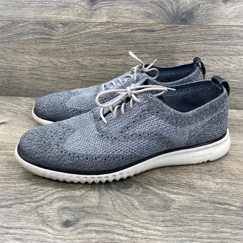 Cole Haan Zerogrand Wingtip Oxford Mens 9 Grey Stitchlite Knit C27566 Sneaker